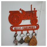 ALLIS CHALMERS KEY CHAIN RACK W/KEY CHAINS