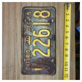 ONTARIO LICENSE PLATE  1965