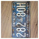 ONTARIO LICENSE PLATE  1967