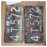 2 - ONTARIO LICENSE PLATE  1939