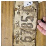 ONTARIO LICENSE PLATE  1964