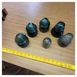 6 - GREEN GLASS INSOLATORS