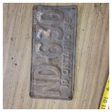 ONTARIO LICENSE PLATE  1936