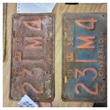 2 - ONTARIO LICENSE PLATE  1938