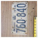 ONTARIO LICENSE PLATE  1956