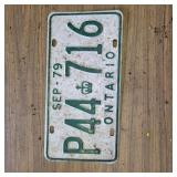 ONTARIO LICENSE PLATE  1979