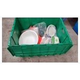 green tote w/folding lid, etc