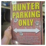 hunter parking only sign