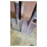 2 flat mouth shovels