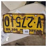 1966 ontario license plate