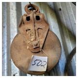 ANTIQUE WOODEN PULLEY