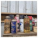 SHELF LOT OF VARIOUS SPRAY CANS