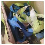 BOX OF STRAPS ETC