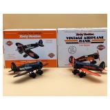 Pair Of Harley Airplane Coin Banks