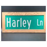 Framed 13x27" Harley Ln Sign