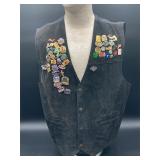 Pinned Leather Vest, Size Large