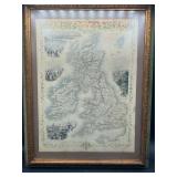 Antique 1851 British Isles Map Engraving by J....