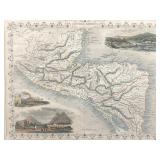 Antique 1851 John Tallis Map of Central America
