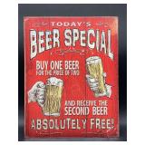 Today's Beer Special Red Met Wall Sign