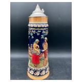 Large 2 Liter Gerz Bavarian Ceramic Beer Stein