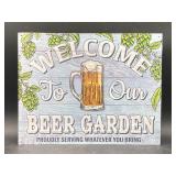 Welcome To The Beer Garden Metal Wall Sign