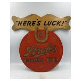 Strohï¿½s Bohemian Beer "Hereï¿½s Luck!" Wooden Sign