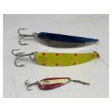3 Vintage Dardevle Fishing Spoons