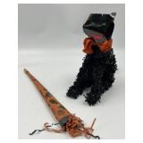 Vintage Halloween Tinsel and Wire Black Cat D