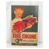 Vintage Cardboard Texaco Fire Engine Toy Sign