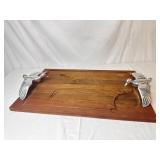 Decorative Wood Cutting Board w/ Silver-Toned