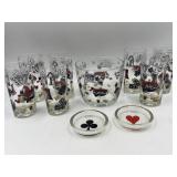 Hazel Atlas Casino Theme Glass Cups, Coasters &