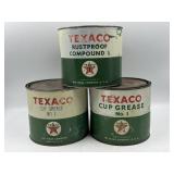 3 Vintage Texaco Grease & Rust Compound 5Lbs