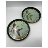 Pair of Tin Mallards in Flight Avon Trays