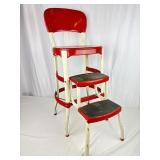 Vintage MCM Red/White COSCO Metal Step Stool