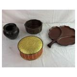 Decorative Metal Vase, Pottery Bowl, Papeco