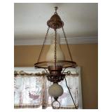 Antique, Converted, Hanging Oil Lamp