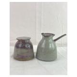Hand Thrown Cream & Sugar Pottery Signed