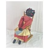VTG Ethnic Folk Art Black Rag Cloth Doll in Rocket
