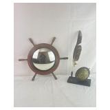 Ships Wheel Mirror & World Globe/Pen Holder