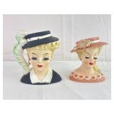 Pair of Ceramic Ladies Head Vases