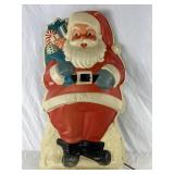 Large Vtg Lighted Plastic Santa Wall Decoration