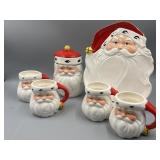 AVON Santa Themed Server, Cookie Jar, & Mugs