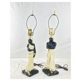 Pair of MCM Blackamoor Chalkware Genie Lamps