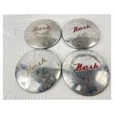 Set of 4 Vtg Nash Hubcaps