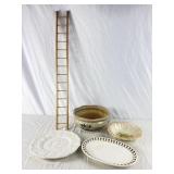 Serving Trays, & Bowls. Wooden Toy Ladder.