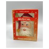 Vtg NIB 8" Ceramic Musical Santa Face That