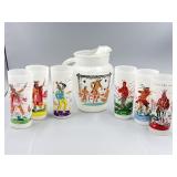 Vtg Frosted Glass Native American Ohio Pitcher &