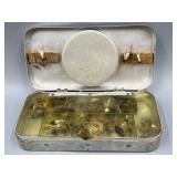 Fly Fishing Lures in Vtg Metal Fly Box From