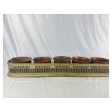 Brass Fireplace Fender W/Copper Pots.