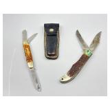 3 Blade Parker Cut Co, & 2 Blade Schrade Knife.